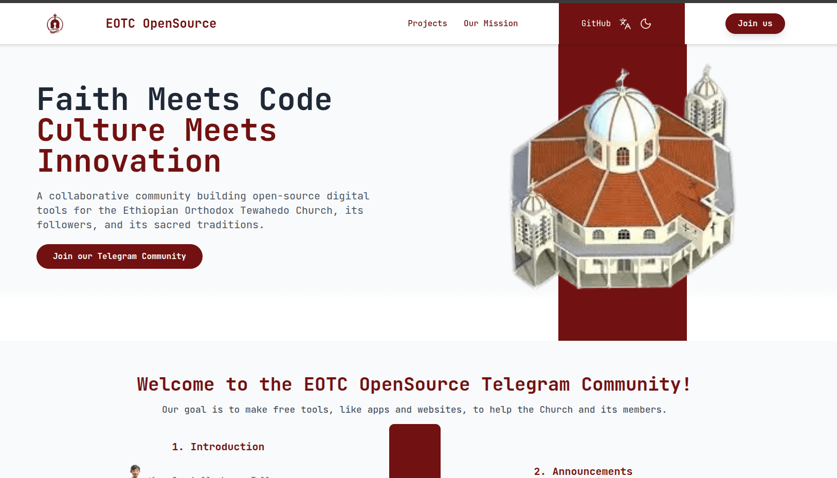 Community Website mockup